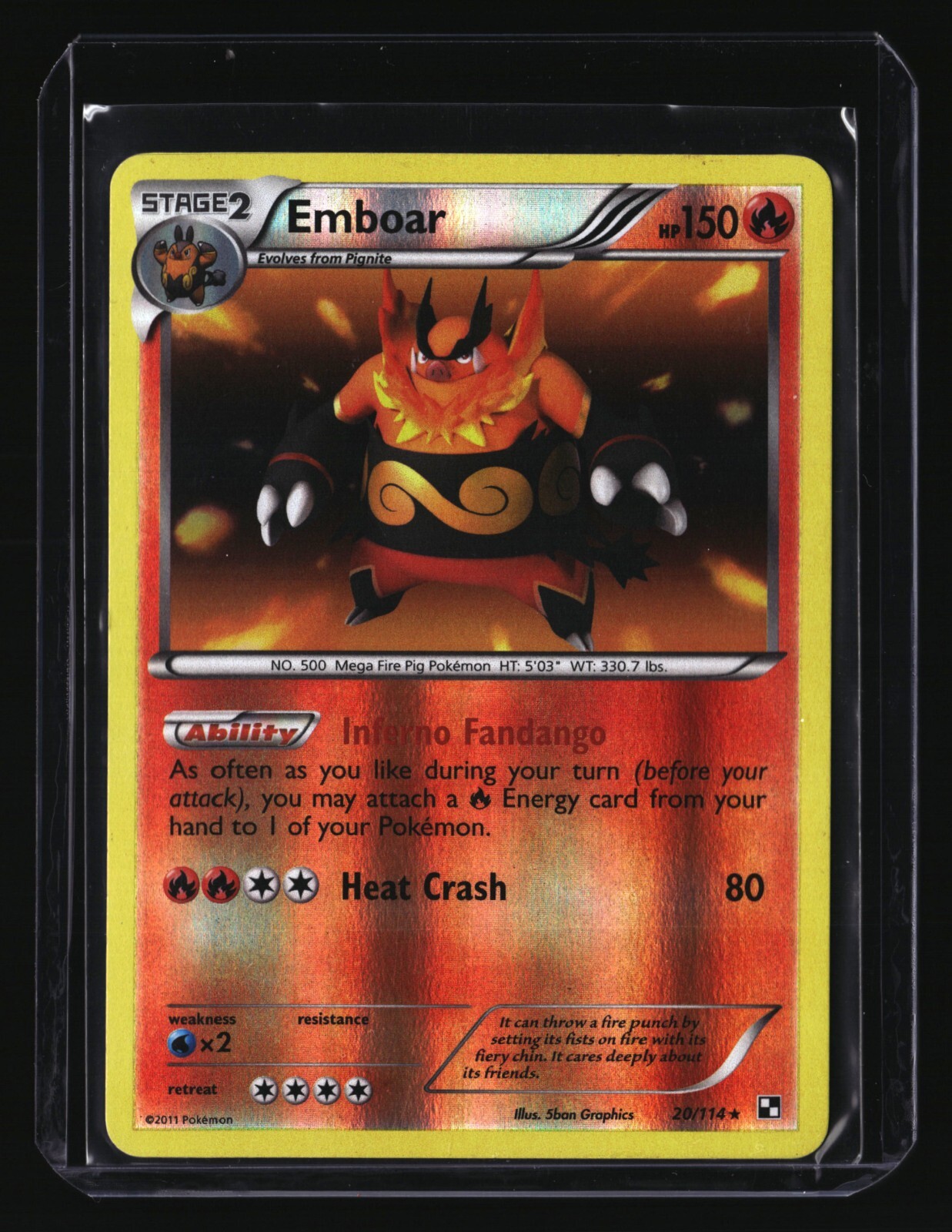 Pokemon EMBOAR 20/114 Reverse Holo (2011 Black and White) LP/Light Play