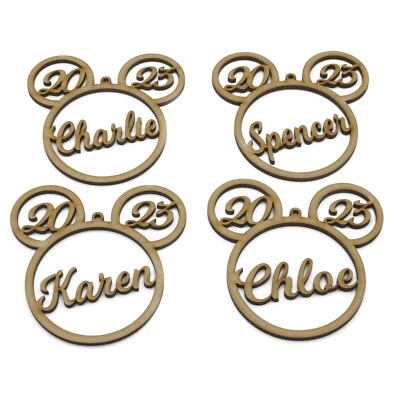 LASERWORKSUK Personalized Mickey Mouse Head Baubles Christmas Tree Decoration gift tags