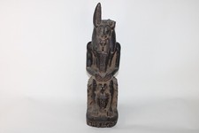 RARE ANCIENT EGYPTIAN ANTIQUE Statue Stone Seated God Anubis with Canopic Jar