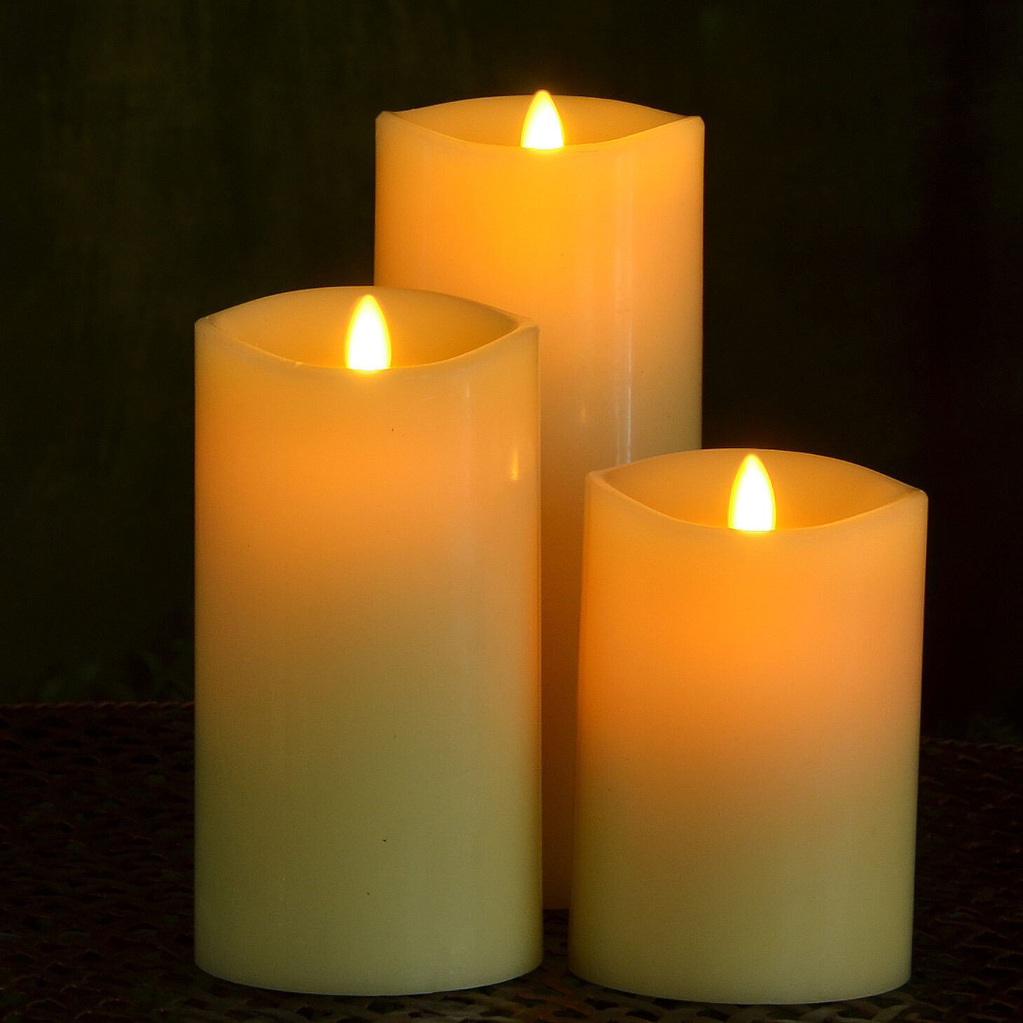 Luminara Moving Wick LED Candles, Flameless Pillar Battery Operated Set of 3 eBay