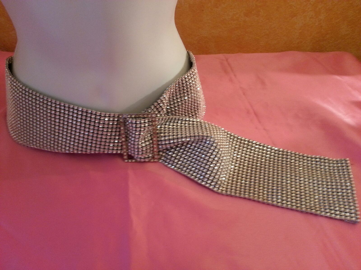 Silver Illusion Rhinestone Look Mesh Obi Inspired Wedding 