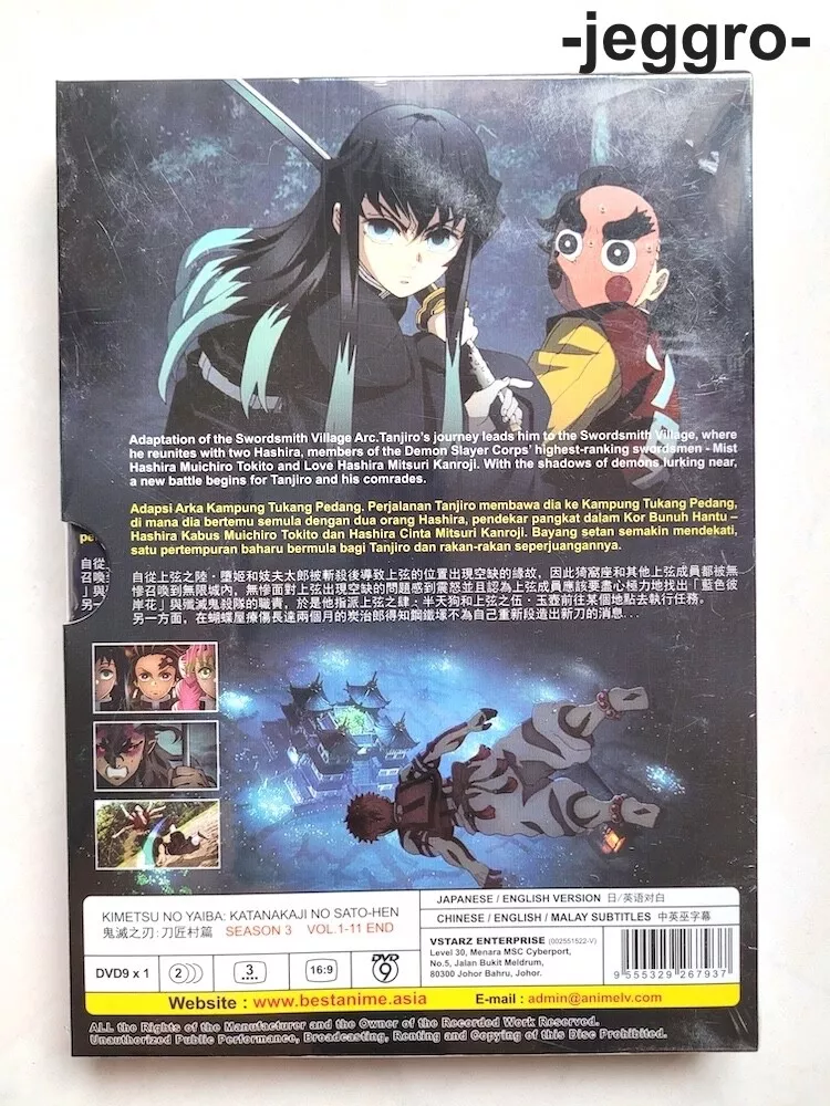 DVD KIMETSU NO YAIBA: KATANAKAJI NO SATO-HEN SEASON 3 VOL.1-11 END ANIME