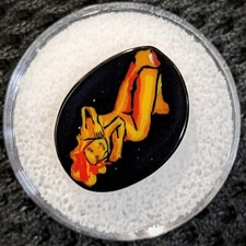 Borosilicate glass Bourbon St Babe polished murrine coin - Mardi Gras fan art