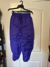 VTG 80s Purple Stretch Tapered Women's Medium Retro Windbreaker Track Pants