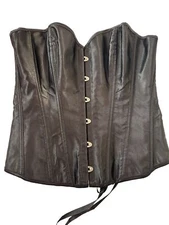 US Women Satin Lace Up Overbust Corset Size L