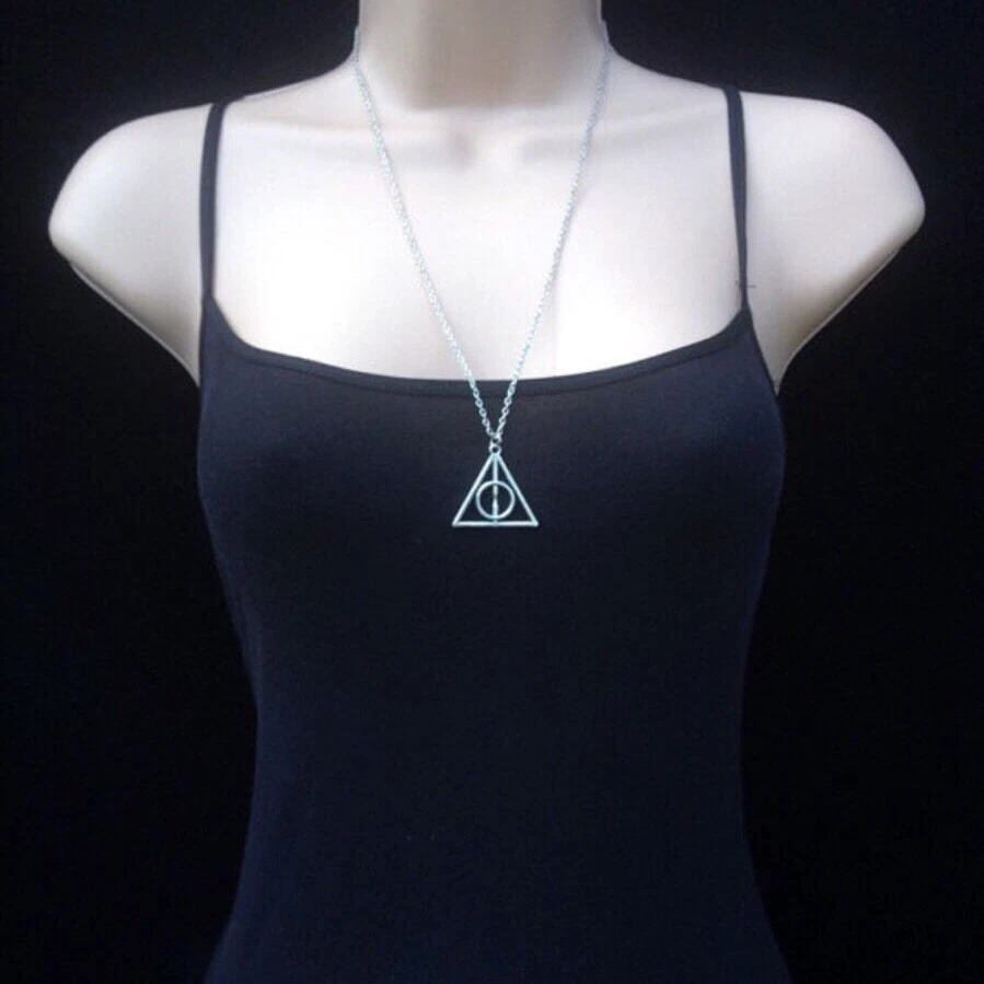 Collana Acciaio Lunga HARRY POTTER con triangolo Argento DONI DELLA MORTE Donna - Immagine 2 di 4