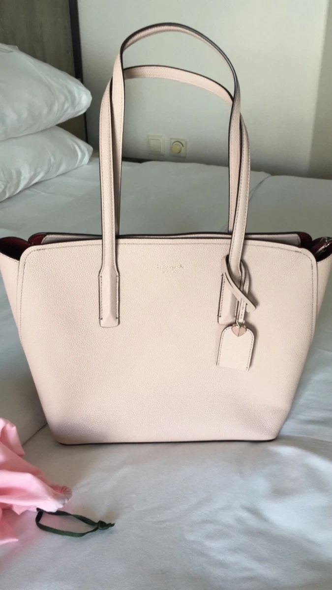 Kate Spade Leather Tote Shoulder Bag - cream pink Large