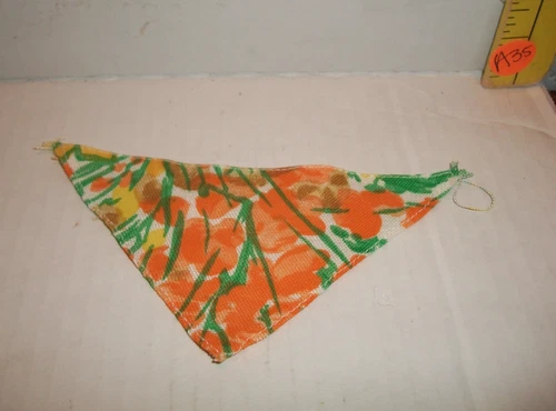 VINTAGE BARBIE ORANGE GREEN CLOTH HEAD NECK SCARF GOOD CONDITION LOT A35