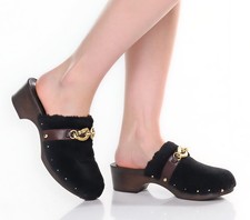 NEW 368 Tory Burch Jessa Shearling Clog Women's Perfect Navy 8.5 M