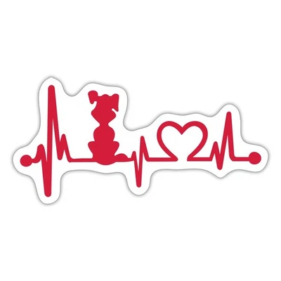 SPREADSHIRT Herzschlag Hund Silhouette Aufkleber Sticker, max. 10 x 10 cm, 10 x 10 cm