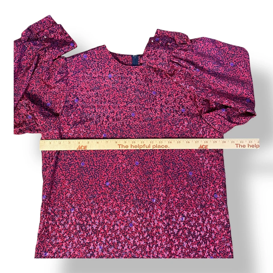 Vestido maxi Henry Lee vintage plissado arco tamanho 10 rosa roxo - Imagem 4 de 4