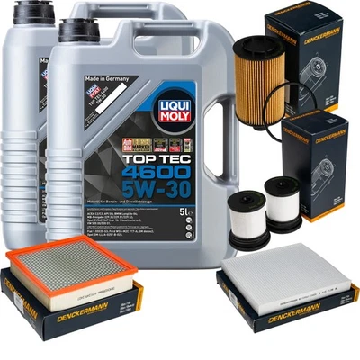 LIQUI MOLY, DENCKERMANN Inspektionspaket Liqui Moly Top Tec 4600 5W-30 10L für Jeep Grand Cherokee IV