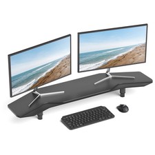 39.4 Inch Dual Monitor Stand Riser Black,Plane Wing-Shaped Sturdy Computer De...