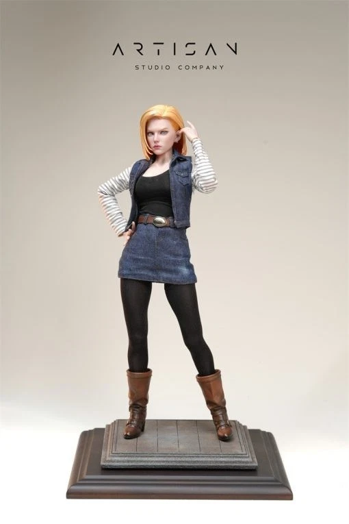 Dragon Ball Z Android 18 Ropa de tela real 1/6 Figura de acción Estudio artes...