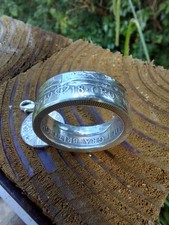 1918 Sterling Silver Half Crown Coin Ring And Charm George V . Steampunk Gothic
