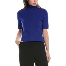 Anne Klein Womens Half-Sleeve Pullover Turtleneck Sweater Vibrant Cobalt XL NWT