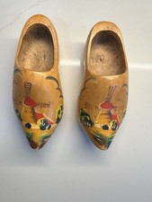 Vintage Dutch Wooden Hand Carved Clogs 15 1/2