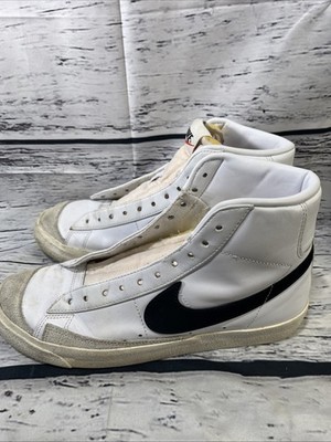 Nike Blazer Mid 77 White Black Leather Sneaker Shoes BQ6806-100 Men Size 7