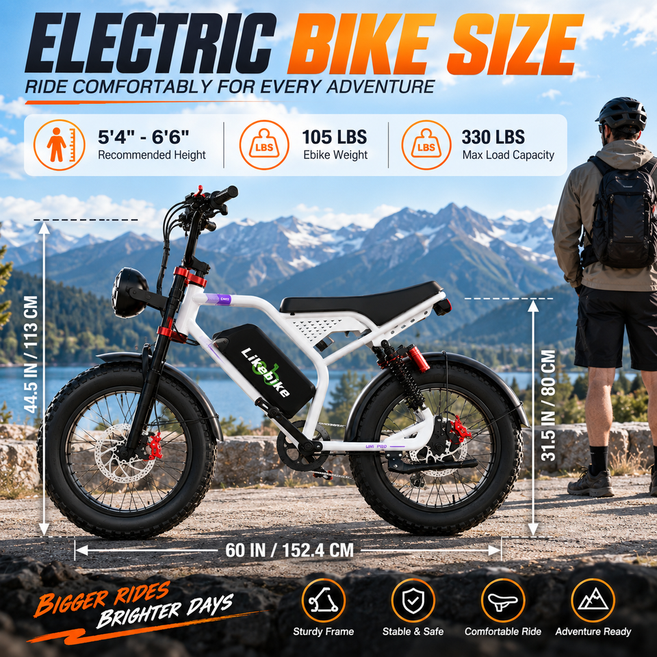 Electric Bike for Adults 3000W Peak 48V 33Ah 80Miles 39MPH 20