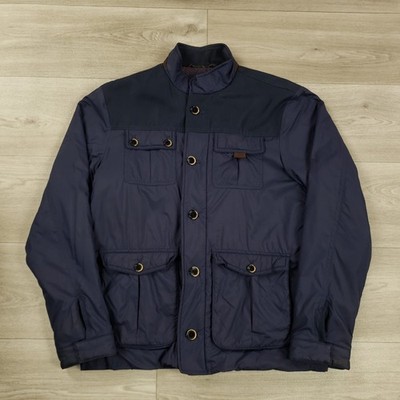 UNTUCKit Jacket Men's Size Small Blue Full Zip & Button Flap Pockets Mock Neck