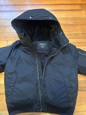 Crewcuts Outerwear Puffer Jacket Unisex M Black Hooded Zip Up w/ PrimaLoft