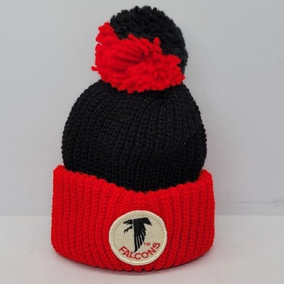 NWOT NOS Vintage Atlanta Falcons Knit Winter Pom KIDS Beanie Hat 70s/80s NFL
