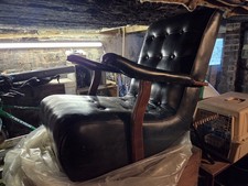 Vintage Black Leather Rocking Chair