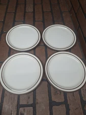 4 Noritake Tundra Stoneware Salad Luncheon Dessert Plates 8 1/4” Dia White Brown