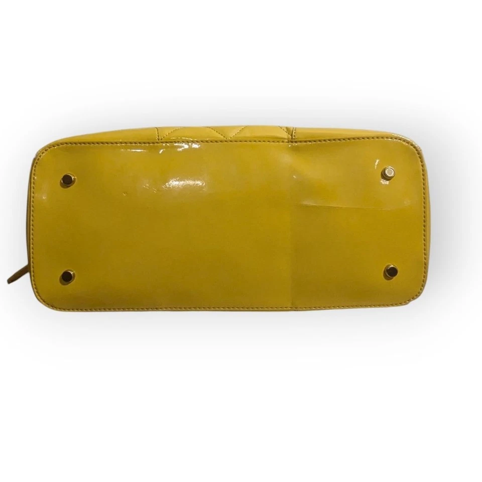 Bolso de Mano MAXX New York Amarillo Acolchado Charol Bowler Nuevo con Etiquetas Foto 3 de 4