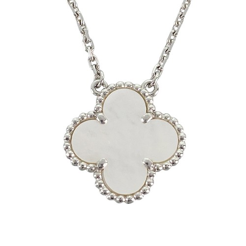 Van Cleef & Arpels Vintage Alhambra White gold Shell Necklace