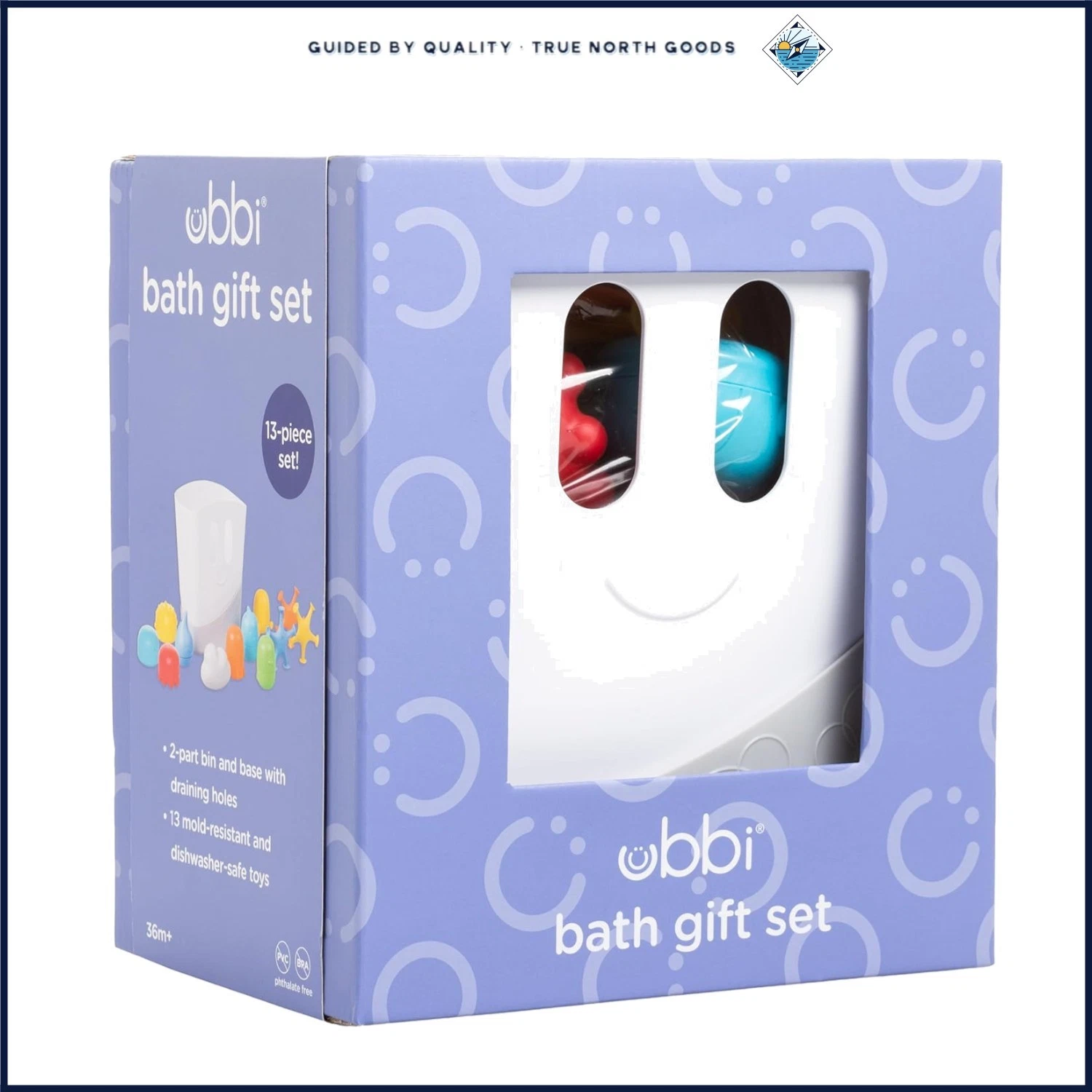 Baby Bath Accessories Gift Set with Draining Bin and Colorful Bath Toys Included