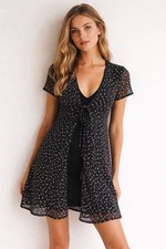 Urban Outfitters Floral Sheer Tie Front Short Sleeve Mini Dress S