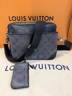 Authentic LOUIS VUITTON Monogram Eclipse Trio Messenger Shoulder Cross