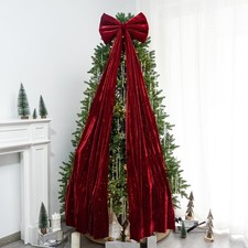 Christmas Tree Topper Bow 67x16 Inch Velvet Extra Large Room Decor Ribbon