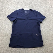 Figs Scrub Top Womens Small Navy Blue V Neck Pockets Technical Collection