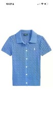 Polo Ralph Lauren Cable Knit Cotton Short Sleeve Cardigan Sweater Women Siz M