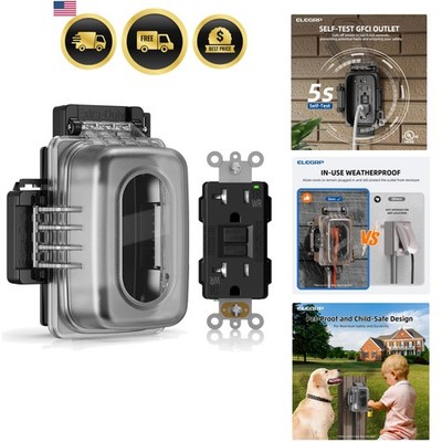 Outdoor GFCI Outlet with Extra-Duty in Use Cover, 20 Amp TRWR Self- GFI Recep...