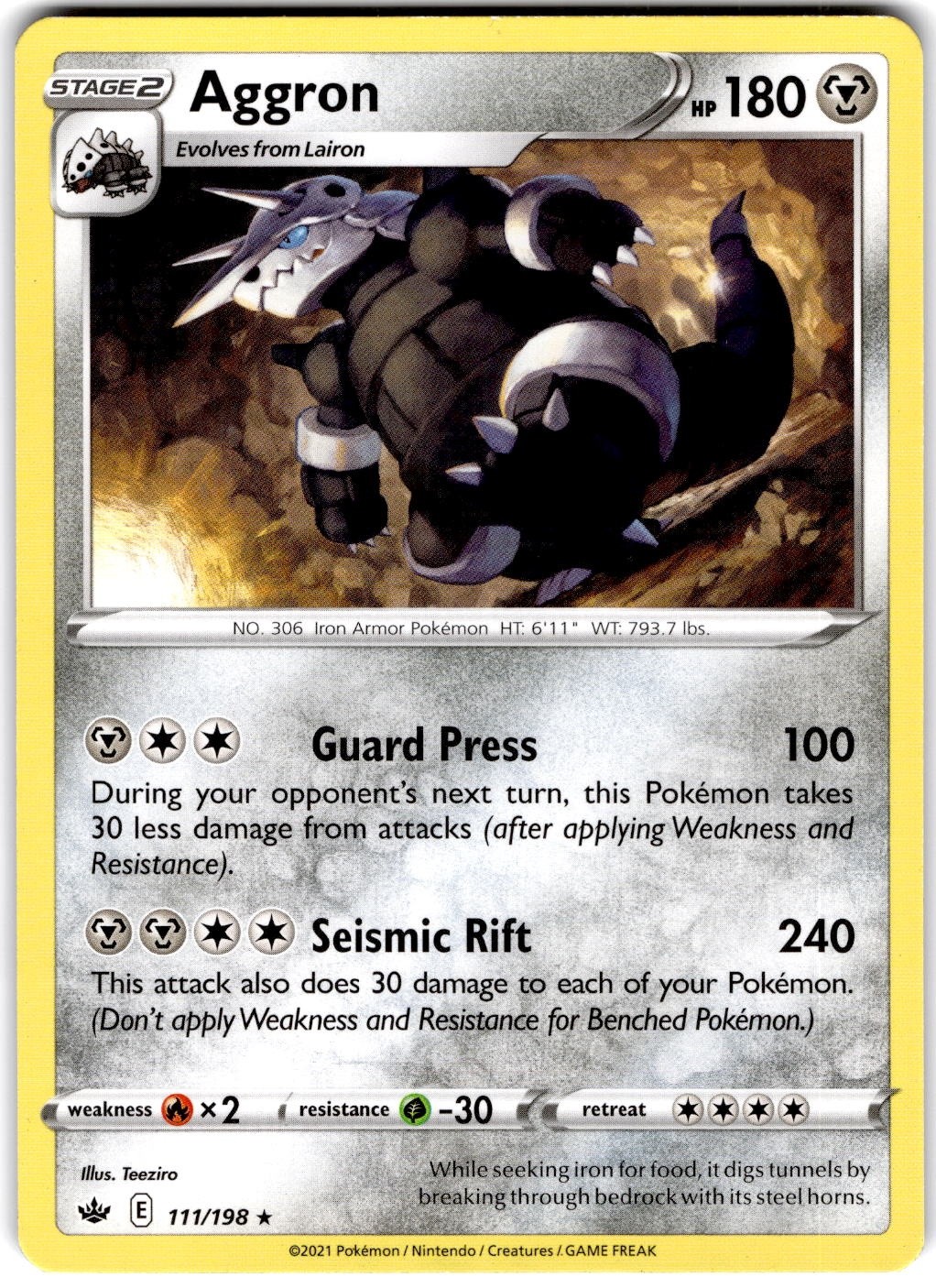 Pokemon Aggron Chilling Reign 111 Non Holo English