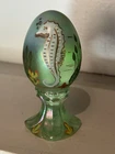 Fenton Glass Pedestal Egg Figurine Hand Painted Seahorse Signed #139/3000