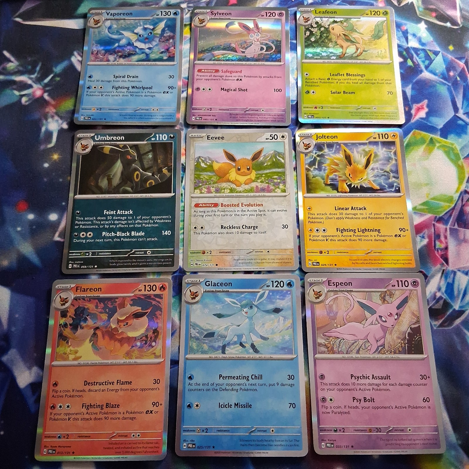 Pokémon Eeveelution HOLO COMPLETE (9 Card Set) LOT - PRISMATIC EVOLUTIONS - Nm