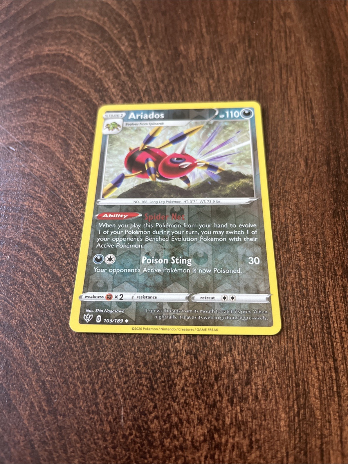 Ariados Darkness Ablaze 103/189 Uncommon Holo 2020 Pokemon Card TCG CCG