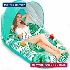 Pool Float with Canopy - Inflatable Pool Floaties Adult Lounger Floats