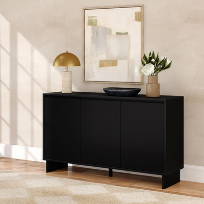 Modern 59'' Solid Pine Sideboard Cabinet with 3 Doors & Adjustable Shelves