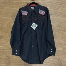 New Men’s ELY Cattleman  Flag Design Long Sleeve Pearl Snap Size XXL