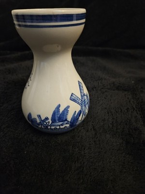 Vintage Hyacinth Bulb Vase Delft Blue Holland Windmill  Ceramic 5.5'' NO Chips