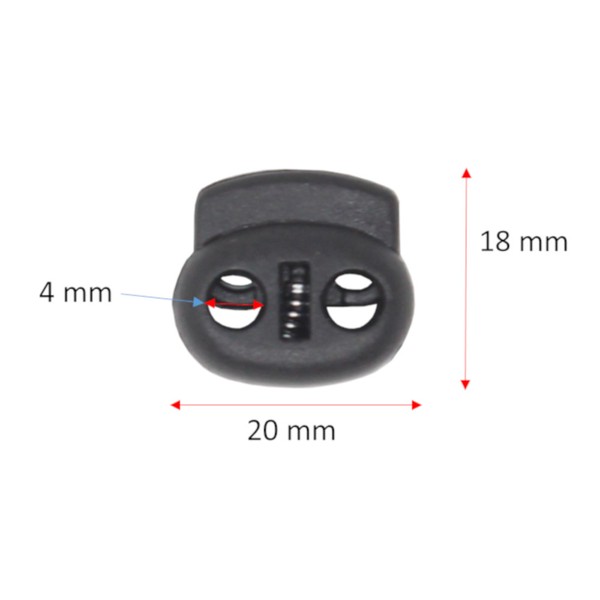 10X 2-Loch Kordelstopper Aus Kunststoff In Schwarz Mit 4Mm Durchzug Kordelklemme-image