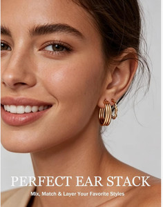 Gold Hoop Earrings Set for Women, 18 Pairs Hypoallergenic Statement Open Pearl H