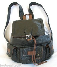 NEW MMS BLACK+BROWN PEBBLED DRAWSTRING BACKPACK, BAG