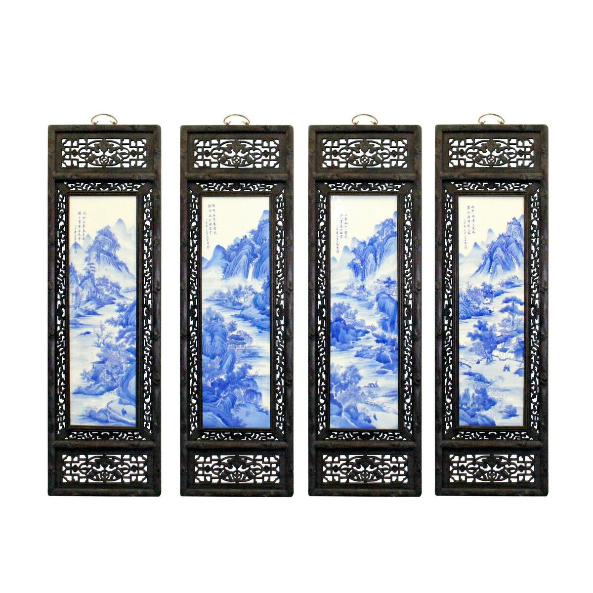 Chinese Mountain River Porcelain Blue & White Painting Wall Panel Set cs5057S Chinese Mountain River Porcelain Blue & White Painting Wall Panel Set cs5057S