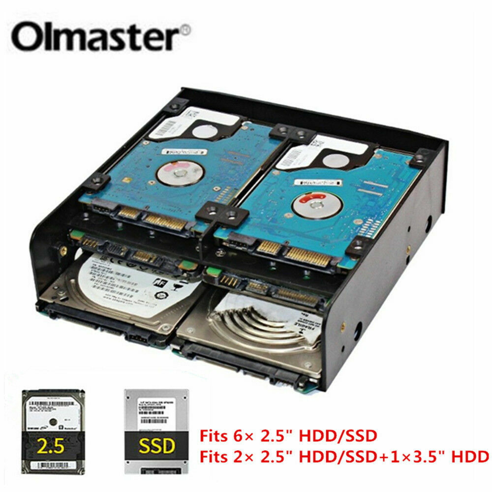 SSD Adapter Bracket 5.25 To 2.5/3.5 Drive Bay Bracket - Holds 6 SSDs Or 2 SSDs 1 HDD - PC Case Mounting Adapter MR-8802 HDD Bay Bracket